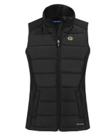 Green Bay Packers Cutter & Buck Evoke Hybrid Eco Softshell Recycled Womens Full Zip Vest BL_MANN_HG 1