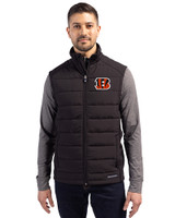 Cincinnati Bengals Cutter & Buck Evoke Hybrid Softshell Recycled Mens Full Zip Vest Black Front