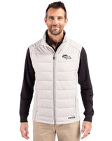 Denver Broncos Cutter & Buck Evoke Recycled Honeycomb Fleece Mens Hybrid Full Zip Vest CONCRETE Front