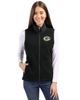 Green Bay Packers Cutter & Buck Cascade Eco Fleece Womens Vest Black Front
