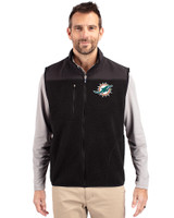 Miami Dolphins Cutter & Buck Cascade Eco Fleece Mens Vest Black Front