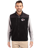 Kansas City Chiefs Cutter & Buck Cascade Eco Fleece Mens Vest Black Front