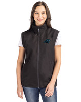 Carolina Panthers Cutter & Buck Charter Eco Recycled Full-Zip Womens Vest Black Front