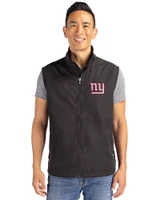New York Giants Cutter & Buck Charter Eco Recycled Mens Full-Zip Vest Black Front