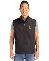 New Orleans Saints Cutter & Buck Charter Eco Recycled Mens Full-Zip Vest Black Front