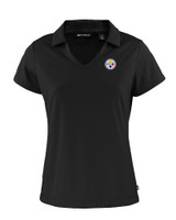 Pittsburgh Steelers Cutter & Buck Daybreak Eco Recycled Womens V-neck Polo Black Mannequin