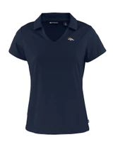 Denver Broncos Cutter & Buck Daybreak Eco Recycled Womens V-neck Polo Navy Blue Mannequin