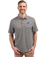 Detroit Lions Cutter & Buck Forge Eco Double Stripe Stretch Recycled Mens Big &Tall Polo Black/White Front