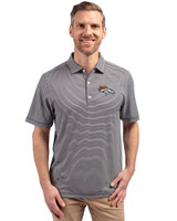 Denver Broncos Cutter & Buck Forge Eco Double Stripe Stretch Recycled Mens Big &Tall Polo Navy Blue/White Front