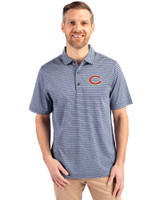 Chicago Bears Cutter & Buck Forge Eco Heather Stripe Stretch Recycled Mens Big & Tall Polo Navy Blue Heather Front