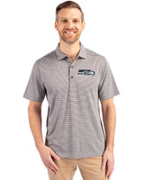 Seattle Seahawks Cutter & Buck Forge Eco Heather Stripe Stretch Recycled Mens Big & Tall Polo Elemental Grey Heather Front