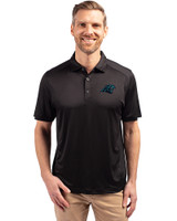 Carolina Panthers Cutter & Buck Forge Eco Stretch Recycled Mens Big & Tall Polo Black Front