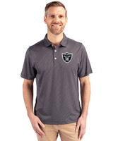 Las Vegas Raiders Cutter & Buck Pike Eco Symmetry Print Stretch Recycled Mens Big & Tall Polo Black/White Front