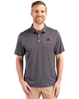 Buffalo Bills Cutter & Buck Pike Eco Symmetry Print Stretch Recycled Mens Polo Black/White Front