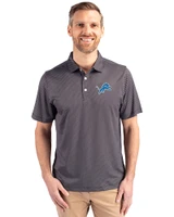 Detroit Lions Cutter & Buck Pike Eco Symmetry Print Stretch Recycled Mens Polo Black/White Front