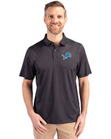 Detroit Lions Cutter & Buck Pike Eco Tonal Geo Print Stretch Recycled Mens Big & Tall Polo Black Front