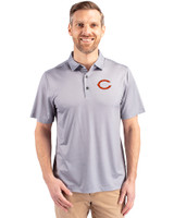Chicago Bears Cutter & Buck Pike Eco Tonal Geo Print Stretch Recycled Mens Big & Tall Polo Elemental Grey Front
