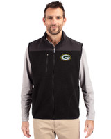 Green Bay Packers Cutter & Buck Cascade Eco Sherpa Mens Big and Tall Fleece Vest Black Front