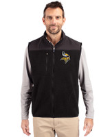 Minnesota Vikings Cutter & Buck Cascade Eco Sherpa Mens Big and Tall Fleece Vest Black Front