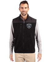 Las Vegas Raiders Cutter & Buck Cascade Eco Sherpa Mens Big and Tall Fleece Vest Black Front
