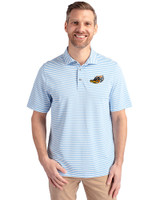 Akron RubberDucks Cutter & Buck Virtue Eco Pique Stripe Recycled Mens Polo Atlas Light Blue Front