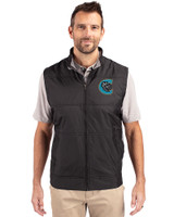 Charlotte Knights Cutter & Buck Stealth Hybrid Quilted Mens Windbreaker Vest Black Front