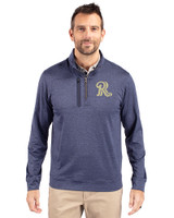 Frisco RoughRiders Cutter & Buck Stealth Heathered Quarter Zip Mens Pullover Liberty Navy Front
