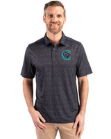 Charlotte Knights Cutter & Buck Pike Micro Floral Print Stretch Mens Polo Black Front