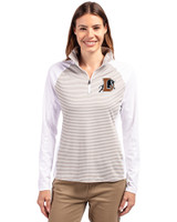 Durham Bulls Cutter & Buck Forge Tonal Stripe Stretch Half Zip Womens Top White/Polished Front