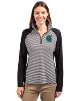 Charlotte Knights Cutter & Buck Forge Tonal Stripe Stretch Half Zip Womens Top Black Front