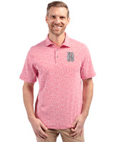 Birmingham Barons Cutter & Buck Virtue Eco Pique Botanical Print Recycled Mens Polo Red Front