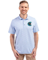 Charlotte Knights Cutter & Buck Virtue Eco Pique Botanical Print Recycled Mens Polo Atlas Light Blue Front