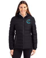 Charlotte Knights Cutter & Buck Mission Ridge Repreve® Eco Insulated Womens Puffer Jacket Black Front