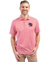 Buffalo Bisons Cutter & Buck Virtue Eco Pique Stripe Recycled Mens Big and Tall Polo Red Front