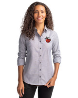 Fort Wayne TinCaps Cutter & Buck Stretch Oxford Womens Long Sleeve Dress Shirt Charcoal Front