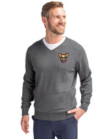 El Paso Chihuahuas Cutter & Buck Lakemont Tri-Blend Mens Big and Tall V-Neck Pullover Sweater Charcoal Heather Front