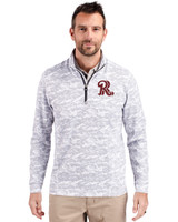 Frisco RoughRiders Cutter & Buck Traverse Recycled Smooth Stretch Mens Camo Quarter Zip Pullover Charcoal Front