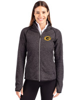 Grambling Tigers Cutter & Buck Mainsail Sweater-Knit Womens Full Zip Jacket Charcoal Heather Front