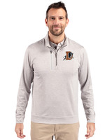 Durham Bulls Cutter & Buck Stealth Heathered Mens Big and Tall  Quarter Zip Pullover Polished Medium Gray Front