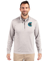 Charlotte Knights Cutter & Buck Stealth Heathered Mens Big and Tall  Quarter Zip Pullover Polished Medium Gray Front