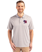Buffalo Bisons Cutter & Buck Forge Tonal Stripe Stretch Mens Polo Polished Medium Gray Front