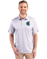 Charlotte Knights Cutter & Buck Pike Constellation Print Stretch Mens Polo Polished Medium Gray Front