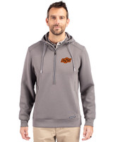 Oklahoma State Cowboys Cutter & Buck Roam Eco Half Zip Recycled Mens Hooded Pullover EG_PRO_HG 