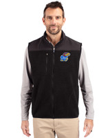 Kansas Jayhawks Cutter & Buck Cascade Epic Comfort Recycled Sherpa Fleece Mens Full Zip Vest Black Front