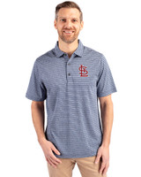 St. Louis Cardinals Cutter & Buck Forge Eco Heather Stripe Stretch Recycled Mens Big & Tall Polo Navy Blue Heather Front
