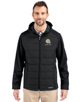 Albany State University Golden Rams Cutter & Buck Evoke Hybrid Eco Softshell Recycled Full Zip Mens Big & Tall Hooded Jacket Black Front
