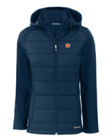 Auburn Tigers Cutter & Buck Evoke Hybrid Eco Softshell Recycled Full Zip Womens Hooded Jacket NVBU_MANN_HG 1