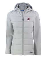 Texas A&M Aggies Cutter & Buck Evoke Hybrid Eco Softshell Recycled Full Zip Womens Hooded Jacket CNC_MANN_HG 1