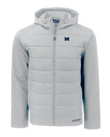 Michigan Wolverines Cutter & Buck Evoke Hybrid Eco Softshell Recycled Full Zip Mens Hooded Jacket CNC_MANN_HG 1