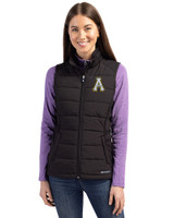 Appalachian State Mountaineers Cutter & Buck Evoke Hybrid Softshell Recycled Womens Full Zip Vest Black Front